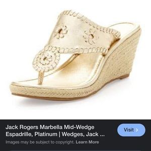 New and never worn Jack Rodger’s mid wedge espadrille platinum size 10